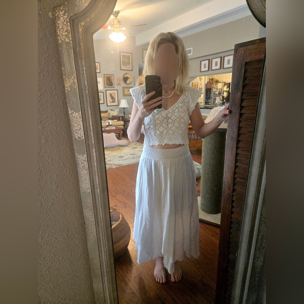 European White Fairy Maxi Greece 100% Cotton Skirt